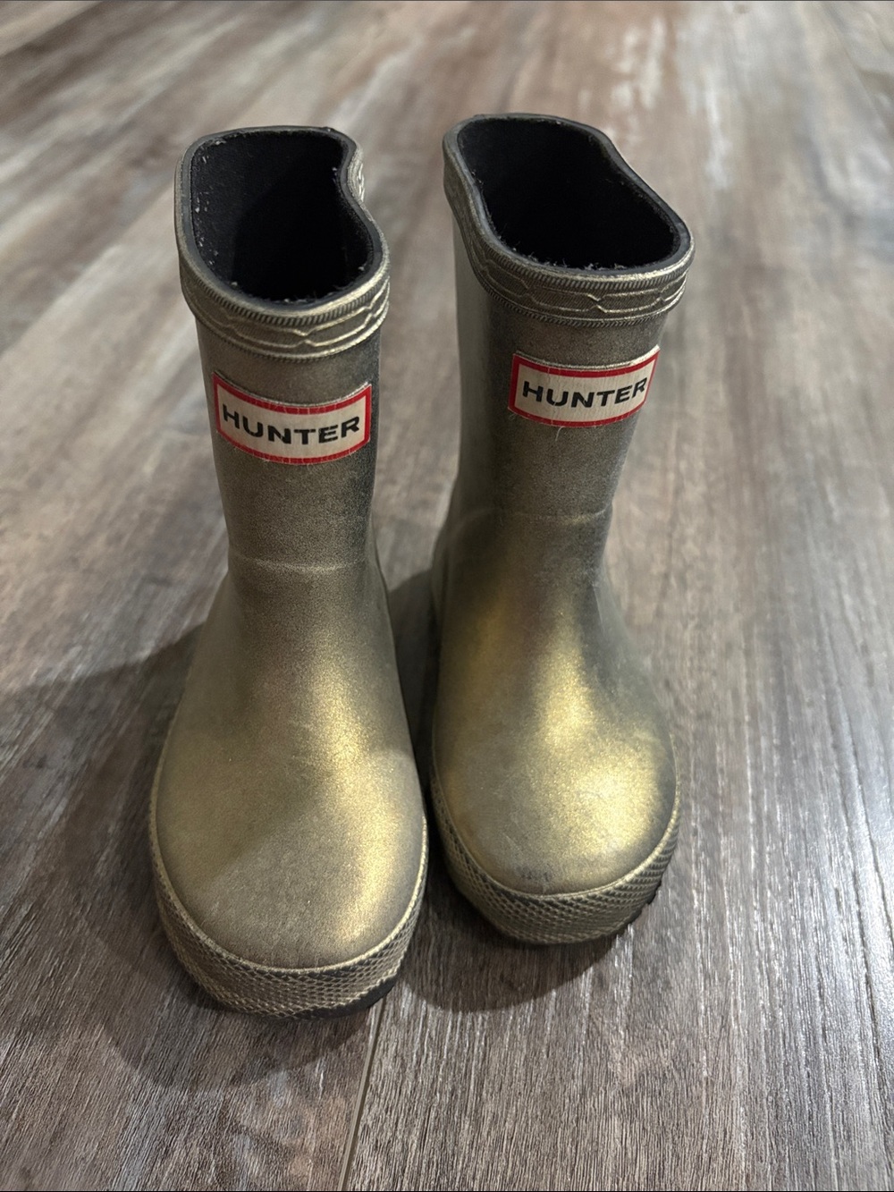 Hunter Kids Original First Classic Gold Metallic Rain Boot Waterproof Rubber 5